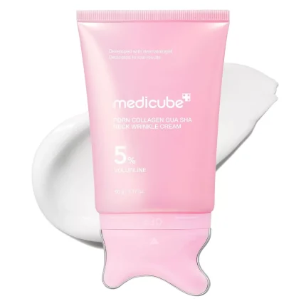 کرم ضدچروک گردن مدیکوب مدل PDRN Collagen Gua Sha Neck Wrinkle Cream حاوی 5% Volufiline
